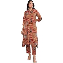 yash gallery Women’s Cambric Cotton Multi Printed A-Line Kurta with Pant Set-picture-30