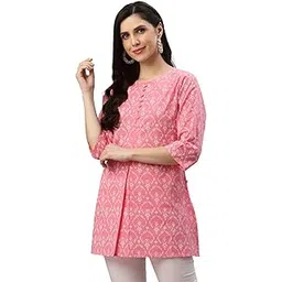 yash gallery Women's Cotton Floral Printed Short Kurta for Women-picture-14