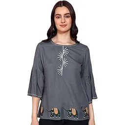 yash gallery Women's Cotton Patch Work Straight Top for Women-picture-46