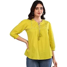 yash gallery Women's Cotton Regular Fit Embroidered Summer Tops-picture-41