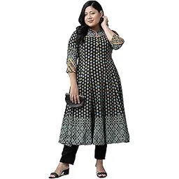 yash gallery Women's Rayon Relaxed Fit Anarkali Floral Printed Kurta-picture-22