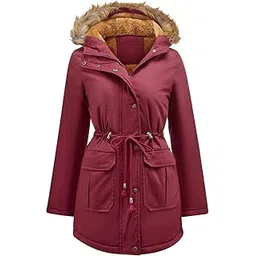 yashidun Women's Long Velvet Cotton Coat | Winter Hooded Jacket with Fur Collar | Warm Solid Color Commuter Style-picture-40