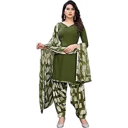 yashika Women's Crepe Dress Material (FORAM Mehandi Free Size)-picture-21