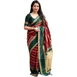 yashika Women's Jacquard Latest Woven Printed Kanjivaram Banarasi Art Silk Saree with Unstitched Blouse Material-Suitable for All Indian Weddings and Festivals-picture-53