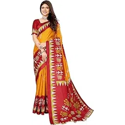 yashika Women's Plain Woven Printed Art Silk Saree with Unstitched Blouse Material-picture-54