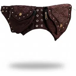 Yaya Festival Bag – Boho Cotton Waist & Chest Bag with Adjustable Belt (Up to 38″) – Two Zippered Compartments + Flap Pockets (Brown)-picture-31