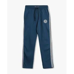 Boys Cotton Straight Track Pants with Contrast Panels-image-4