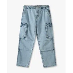 yb dnmx Boys Heavily Washed Straight Cargo Jeans-picture-53