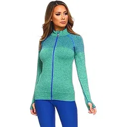 yelete Women's Workout Track Jackets Space Die Side Pockets Athletic Exercise Running Shirts Zip-Up Hoodies-picture-39