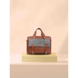 Yelloe 16 inch Tan Solid Large Laptop Messenger Bag-picture-22