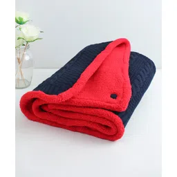 Yellow Apple Cable Fur Blanket - Navy Blue-picture-13