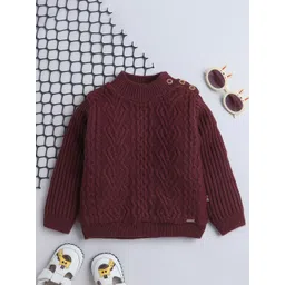 Yellow Apple Girls Cable Knit Woollen Pullover-picture-16