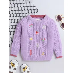 Yellow Apple Girls Cable Knit Woollen Pullover-picture-33