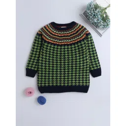 Yellow Apple Girls Checked Printed Pullover-picture-30