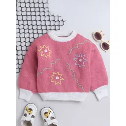 Yellow Apple Girls Embroidered Woollen Pullover with Embroidered Detail-picture-24