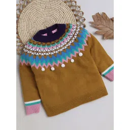 Yellow Apple Girls Geometric Printed Round Neck Pullover Sweater-picture-22