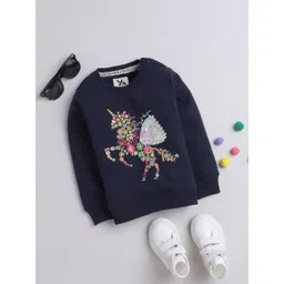 Yellow Apple Girls Graphic Embroidered Woollen Pullover Sweatshirt-picture-33