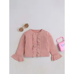 Yellow Apple Girls Round Neck Long Sleeves Cardigan Sweater-picture-30