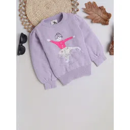 Yellow Apple Girls Self Design Printed Pullover Sweaters-picture-39