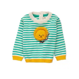 Yellow Apple Girls Striped Embroidered Pullover Sweaters-picture-19