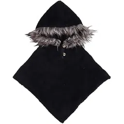 yellow apple Girls Winter Wear hoddie Neck Woolen Dori Design Poncho - 23145-picture-11