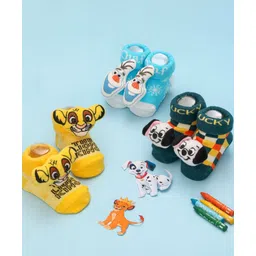 Disney by Yellow Bee Cotton Pack Of 3 Frozen Featuring Olaf 3D Socks - Yellow Dark Green & Light Blue-picture-22