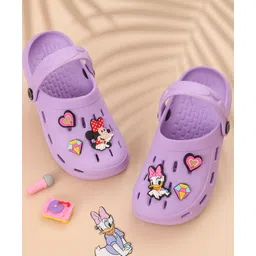 Disney by Yellow Bee Solid Perforated Clogs With Daisy Duck & Minnie Mouse Charms - Purple-picture-23