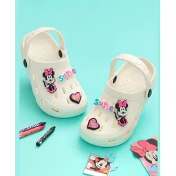 Disney by Yellow Bee Solid Perforated Clogs With Mickey & Friends Featuring Minnie Mouse & Heart Designed Charms - White-picture-29