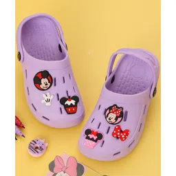 Disney by Yellow Bee Solid Perforated Clogs With Mickey & Minnie Mouse Charms - Purple-picture-21