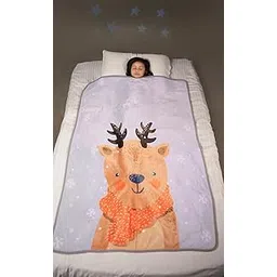 Yellow Bee Reindeer Blanket for Kids, Multi, 100 * 140 cm image 1