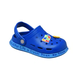 Yellow Bee Baby Monkey Applique Detailed Perforated Slingback Clogs - Dark Blue image 3