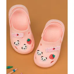 Yellow Bee Baby Panda & Strawberry Applique Detailed Perforated Slingback Clogs - Pink-picture-24