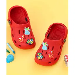 Yellow Bee Backpack & Dinosaur Applique Detailed Perforated Slingback Clogs - Red-picture-13