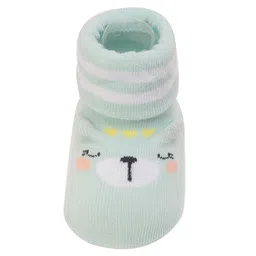 Yellow Bee Bear Design Anti-Skid Socks - Blue image 2