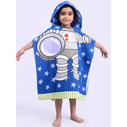 Yellow Bee Blue Grey Astronaut Printed 250 GSM Hooded Poncho Bath Towel For Boys-picture-28