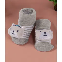 Yellow Bee Cotton Bear Designed Socks - Grey-picture-27