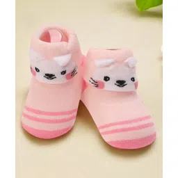 Yellow Bee Cotton Bunny Designed & Applique Detailed Socks - Pink-picture-40