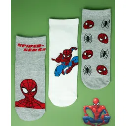 Yellow Bee Cotton Knit Pack Of 3 Marvel Featuring Spiderman Designed Socks - Multi Colour-picture-26