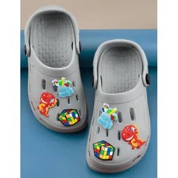 Yellow Bee Dinosaur & Backpack Applique Detailed Clogs - Grey-picture-20