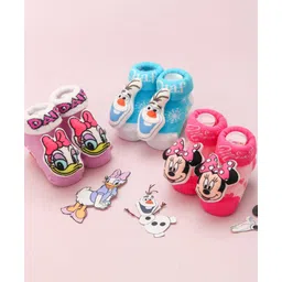 Yellow Bee Disney Featuring Pack Of 3 Minnie Mouse Daisy Duck & Olaf Designed Socks - Multi Colour-picture-14