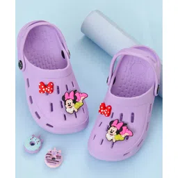 Yellow Bee Disney Solid Perforated Clogs With Minnie Mouse Charms - Purple-picture-22