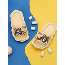 Yellow Bee Girls Bear Embellished Sliders-picture-23
