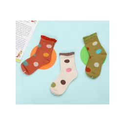 Yellow Bee Girls Pack Of 3 Printed Cotton Ankle Length Socks-picture-31