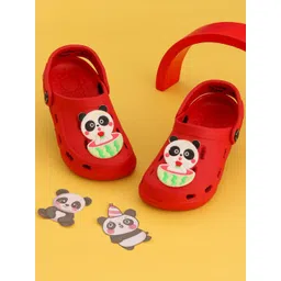 Yellow Bee Girls Panda-Themed Printed Clogs-picture-31