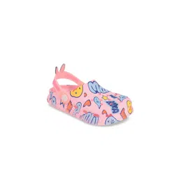 Yellow Bee Girls Pink & Blue Printed Rubber Clogs-picture-22