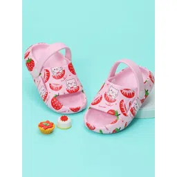 Yellow Bee Girls Strawberry And Cat Printed Rubber Clogs-picture-28