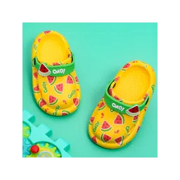 Yellow Bee Girls Yellow & Red Printed Rubber Clogs-picture-23