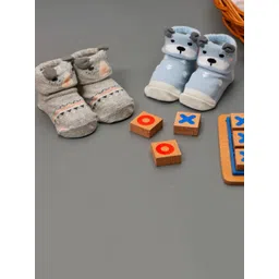 Yellow Bee Infant Boys Pack Of 2 Patterned Ankle-Length Anti-Skid Socks-picture-25