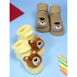 Yellow Bee Infant Boys Pack Of 2 Patterned Cotton Ankle-Length Socks-picture-30