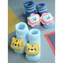 Yellow Bee Infant Boys Pack Of 2 Patterned Cotton Ankle-Length Socks-picture-41